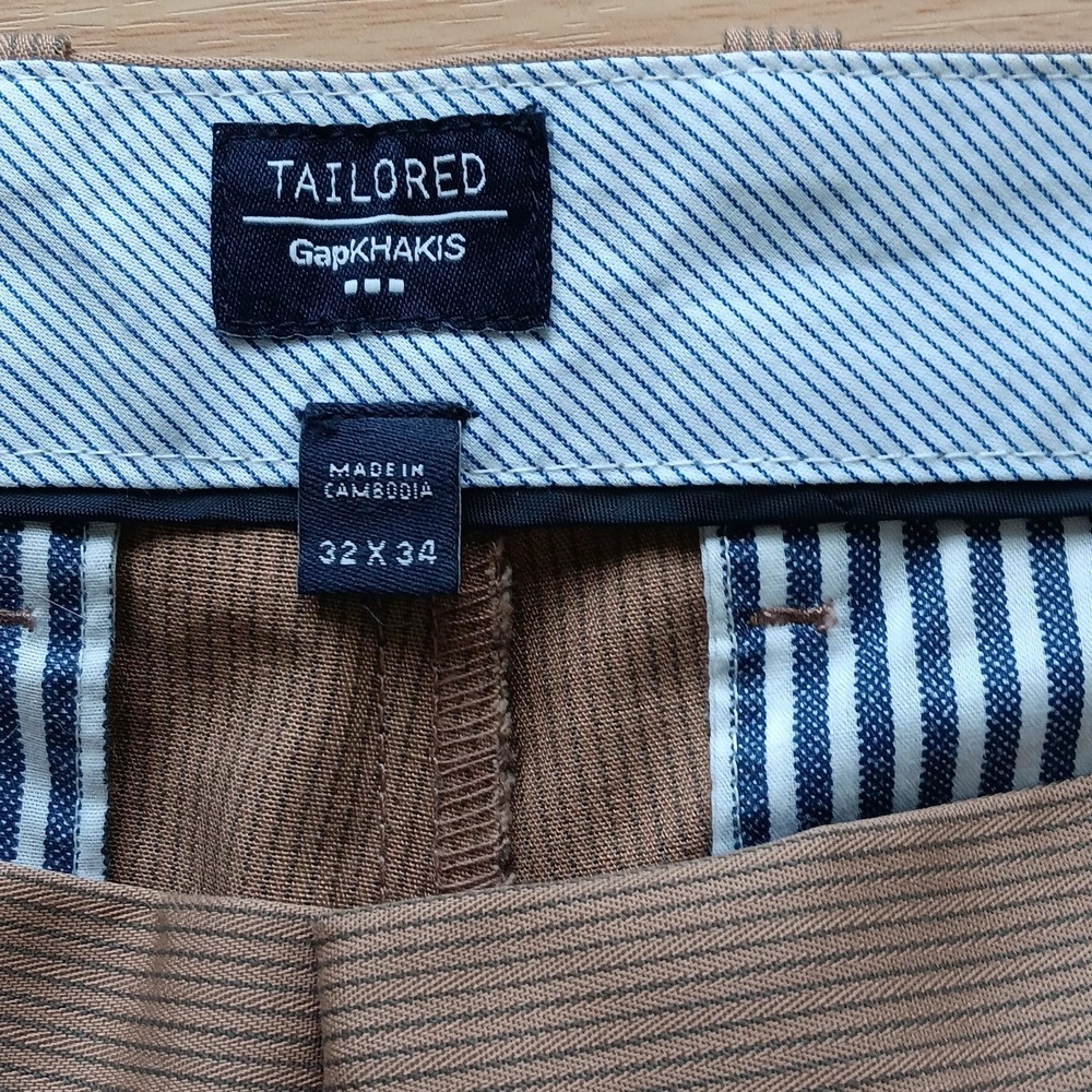 Gap Men's Khakis 32x34 Straight Leg Tailored Fit Flat Front - Picture 5 of 12